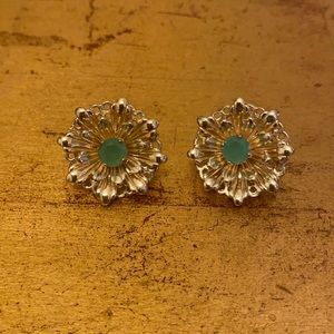 JCrew Gold & green flower earrings